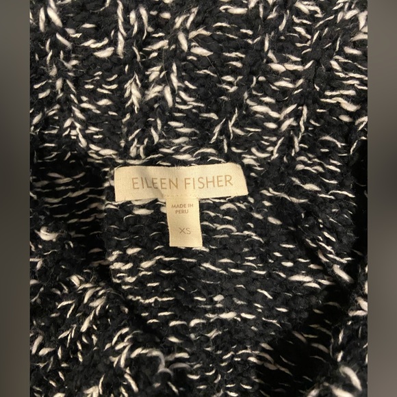 Eileen Fisher organic cotton knit sweater in black with white weave in size XS - Picture 5 of 6